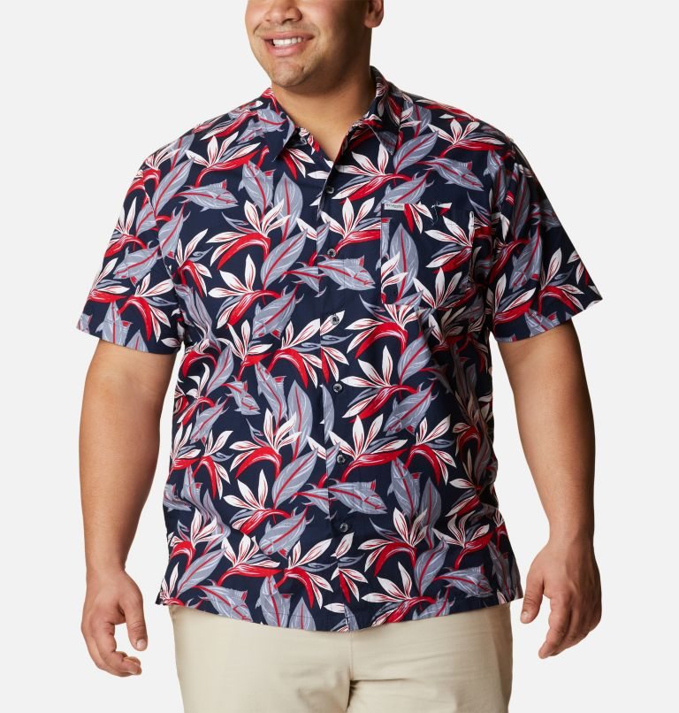 Men\'s Columbia PFG Trollers Best Short Sleeve Shirts Flower | Plus Size CA-EL50A